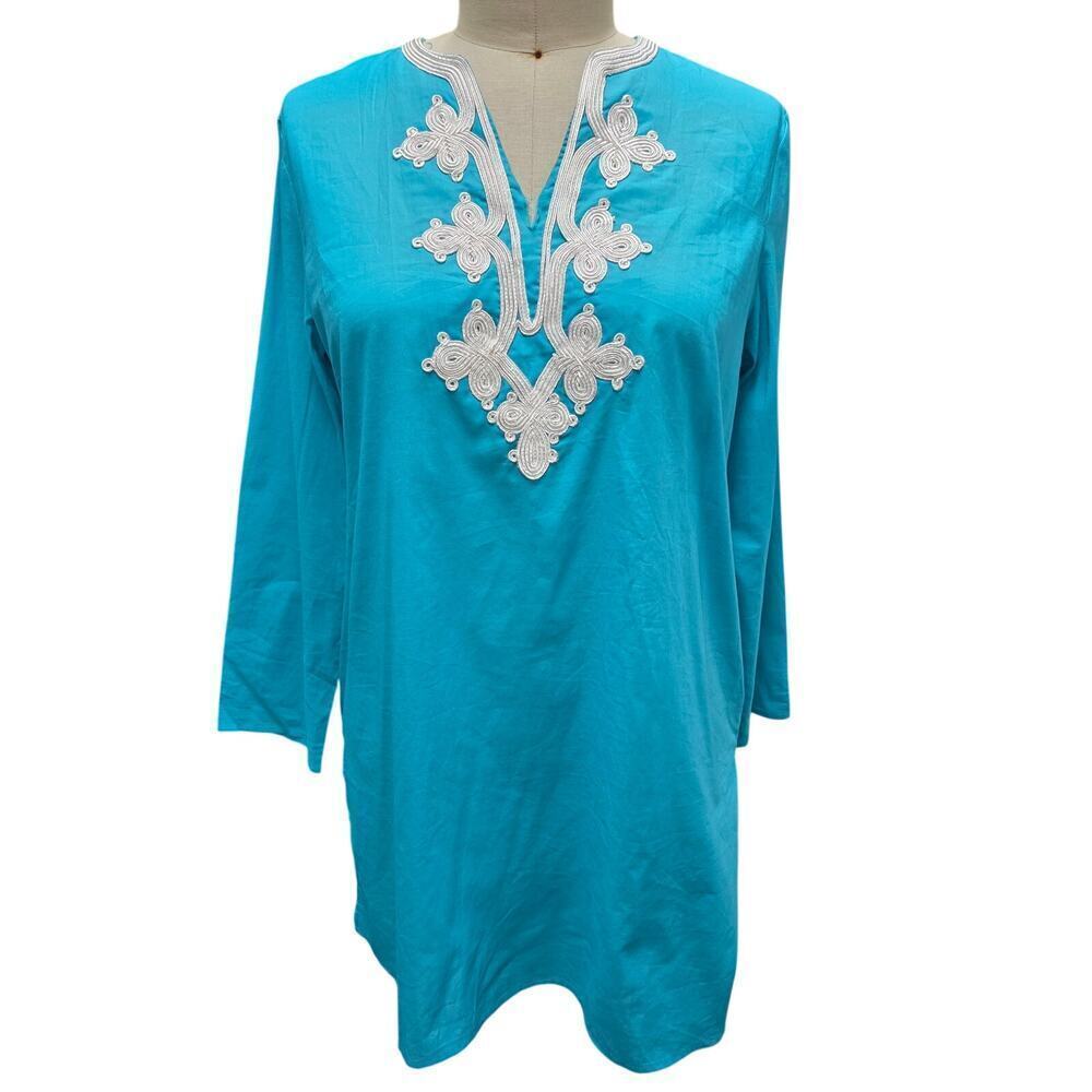 NWT NVELOP Sun Swim Turquoise Cotton Cover-Up UV Protection M